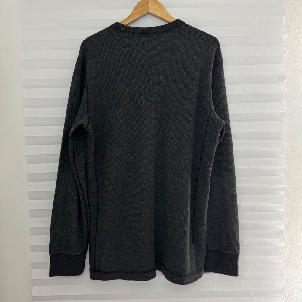 Eddie Bauer Mens Thermal Shirt Charcoal Gray Waffle Knit Long Sleeve Tall Large - Picture 2 of 8